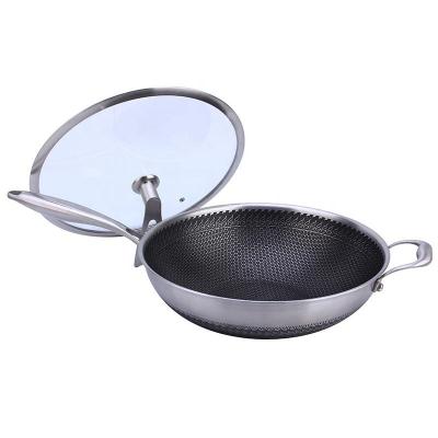 China Sustainable Steel Handle Restaurant Hotel Wok Wooden Threefold Cooker Pan Stainless Steel for sale