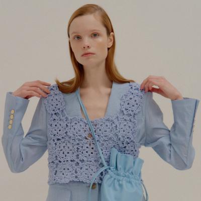 China Spring/summer 2021 new style purely manual blouses anti-pilling small fashionable on INS pure hand crocheted hollow silk women's vest for sale