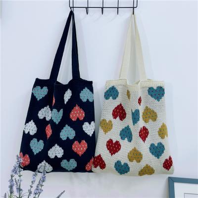 China Polyester Statistical Institute Love Japanese Wool Soft Bag Style Fresh And Cute Knitted Harajuku Literary Shoulder Bag for sale