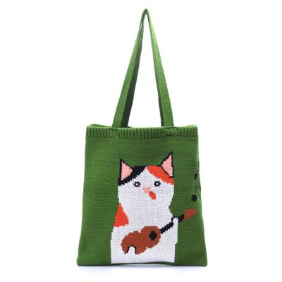 China Custom Factory Order Cartoon Acrylic Knitting Handbags INS Style Shopping Bag Acrylic Portable Shoulder Knitted Bag for sale