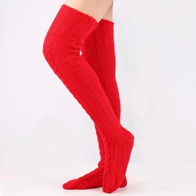 China Factory QUICK DRY winter knitted over the knee stocking women's wool pile floor lengthened sock manufacturer for sale