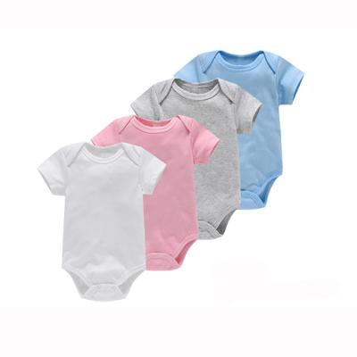 China Comfotable Solid Color Baby Romper Infant Clothes Newborn Short Sleeve Overalls for sale