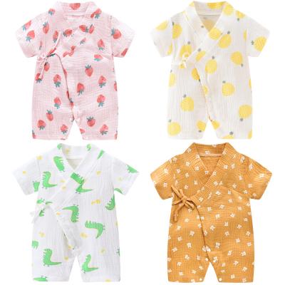 China OEM Breathable Newborn Baby Pajamas Sets Waffle Summer Knitted Cotton Boys Girls Outfits 2 Piece Baby Clothing for sale