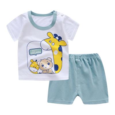 China Antibacterial Short Sleeve Baby Boy Casual Suits Set Baby Pajamas Set Kids Clothing for sale