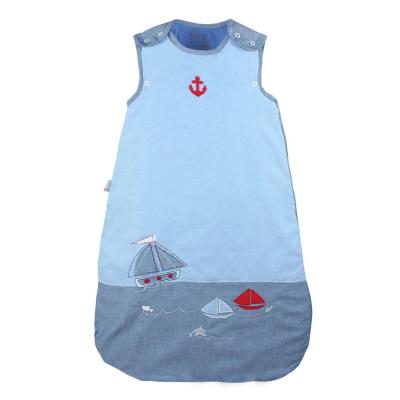 China Best Selling Blue Cotton% Embroidery Baby Sleep Sack Organic Newborn Baby Safe Sleep Sack For Summer for sale