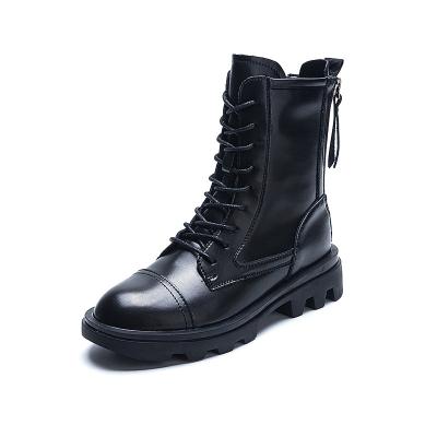 China 2021 winter fashion high deodorization platform boots women cut genuine leather ladies women boots lace up boots for sale