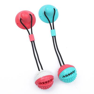 China Sustainable Eco Friendly Wholesale Pet Ball With Elastic Training Rope And Double Suckers Chew Teeth Cleaning Ball Pet Sex Toys For Dog for sale