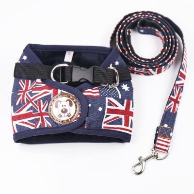 China OEM Manufacture Travel In China Puppy Embroidery Pet Collar And Leash Set Outdoor Adjustable Harness For Dog for sale