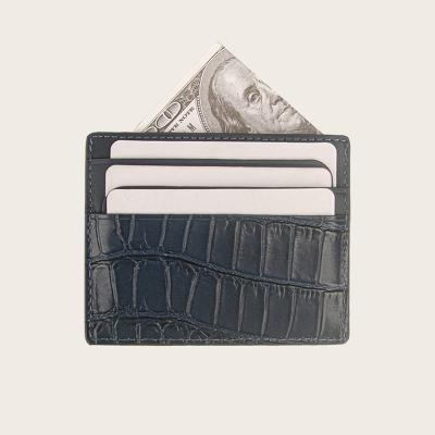 China Credit card holder premium fashion full grain crocodile pattern custom embossed leather for men for sale