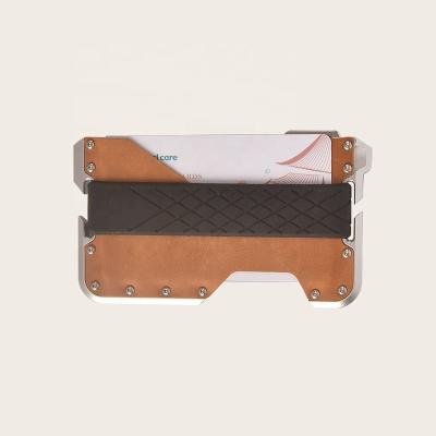 China Hot Sale Fashionable Custom Logo RFID Leather Aluminum Metal RFID Blocking ID Credit Card Sleeve Card Holder for sale