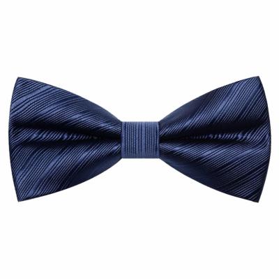 China Striped blue silk bow tie for sale