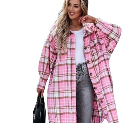 China Anti-Wrinkle Women's Jackets And Coats New Jackets And Coats Veste Blouse 2021 Style Fashion Plaid Shirt Lengthened Female Jacket for sale