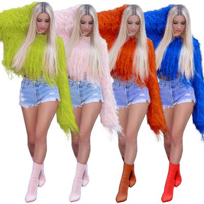 China 2020 Fashion Women Crop Top Fringe Tassel Anti-Wrinkle Solid Color Oversized Sweater Fashionable Pullover Sweater for sale