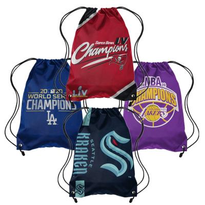 China Waterproof Sport Event Promotional Gifts Travel Gym Strap String Backpack Custom Logo 210d Polyester Drawstring Bag for sale