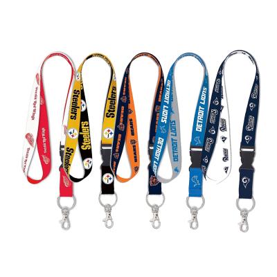 China Wholesale Custom Nylon Sublimation Printed Polyester Football Team Lanyard Keychain ID Badge Holder Lanyard for sale