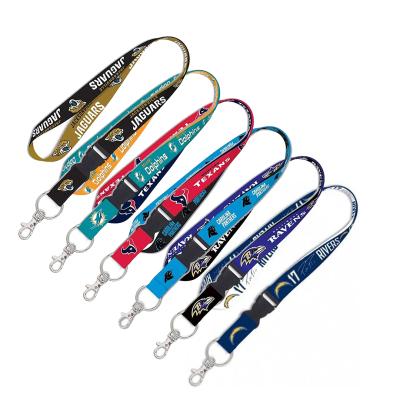 China High Quality Colorful Polyester NFL Football Team Neck Custom Polyester Neck Lanyards ID Card Key Chain Lanyard for sale