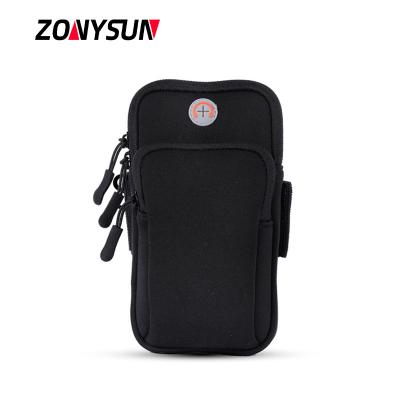 China ZONYSUN Water Proof Outdoor Sports Armband Running Portable Cell Phone Arm Pouch Bag Gym Phone Holder With Earphone Hole for sale