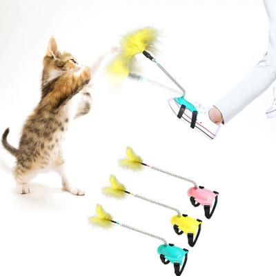 China Funny Temptress Stocked Cat Toy Cat Teaser Stick Toy Pet Cat Interactive Toy Little Feet for sale