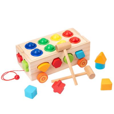 China Children Educational Toy Montessori Baby Toys Wooden Tractor Toy Building Blocks For Kids Toys for sale