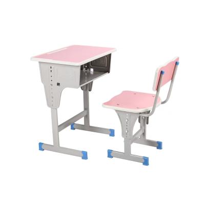 China Pink Comfortable Student Melamine Simple School Desk And Chair For Sale for sale