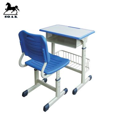 China ABS School Desk& Single Adjustable Plastic Wooden Simple Chair School Furniture for sale