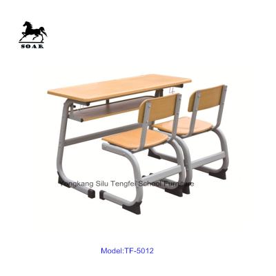 China Comfortable Werzalit Molded Double School Desk And Chair Board Support Height for sale