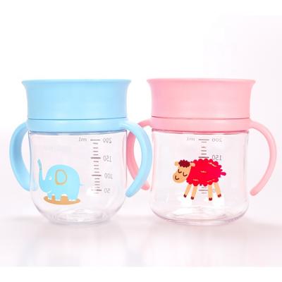 China BPA Free PCT Non-cracking Clear Material 360 Shock Resistant Baby Learning Cup for sale