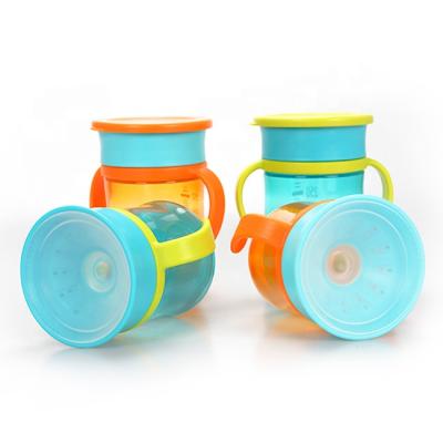 China BPA Free 200ml PP 360 Non-Leaking Baby Sippy Free Non-Cracking Clear Cup With Lid for sale