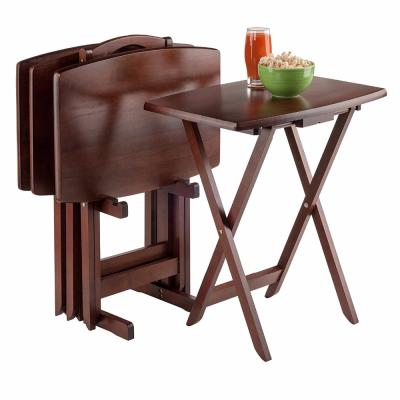 China Modern Folding Table Set Bamboo Wood Dining Table 4 Pieces Study Desk For Home Living Room for sale