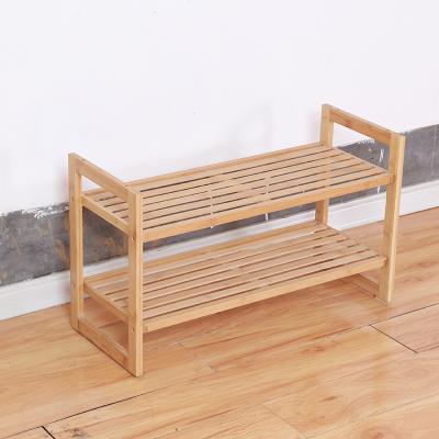 China Wholesale Adjustable Eco-Friendly Bamboo Shoe Rack 2-Tier Household Wooden Shoe Display Rack(Height) for sale