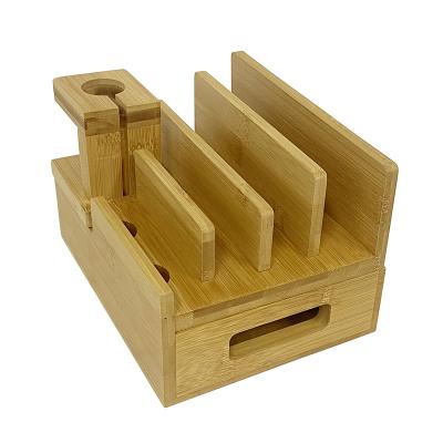 China Adjustable Bamboo Charging Station For Multiple Devices Wooden Dock Organizer for sale