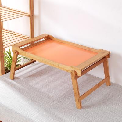 China High Quality Durable Computer Food Table Kitchen Breakfast Serving Folding Bamboo Serving Bed Tray with Folding Legs for sale