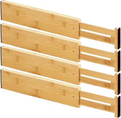 China Universal 4-Pack Modern Adjustable Bamboo Kitchen Drawer Divider for sale