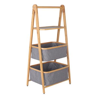 China Modern Natural Bamboo Wooden Laundry Hamper Clothes Storage Bags Stand Up Large Capacity Laundry Hamper for sale