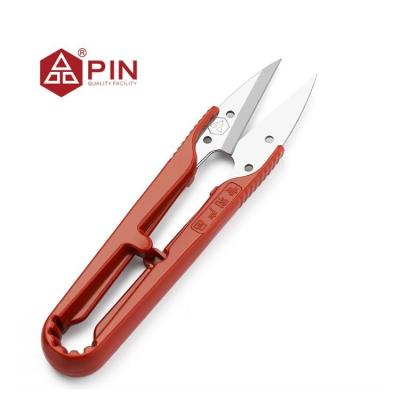 China Wholesale Price Durable Red POM Handle Stainless Steel Thread Clips Chat Scissors for sale