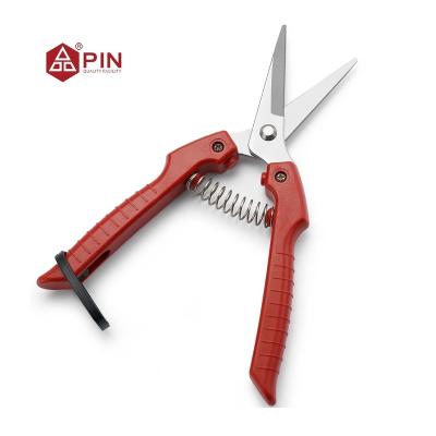 China High Quality Red Handle Stainless Steel Anti-Slip Handle Garden Fruit Picking Scissors for sale