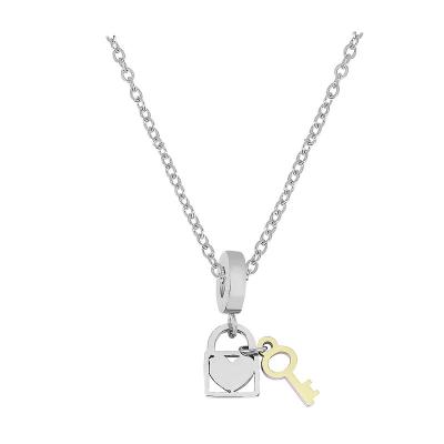 China TRENDY Silver Color Lock and Key Pendant Fashion Brand Classic Love Enamel Animal Charms Chain Necklace for Women Pan Luxury Jewelry for sale