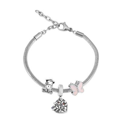 China CLASSIC Custom Made Coconut Tree/Virgin Mary/Butterfly/Cross/Heart Bracelet For Women Girls Jewelry Stainless Steel Bead Bracelet for sale