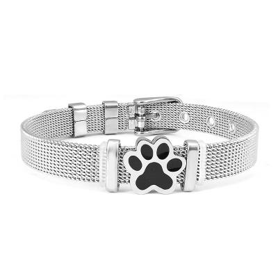 China Paw Stainless Steel Woman Men's CLASSIC Bracelet Dog Fashion Mesh Bracelet Charm Bracelet For Lover for sale