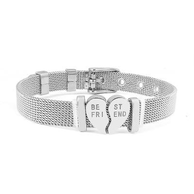 China BEST FRIEND CLASSIC High Quality Charm Mesh Bracelet With Stainless Steel Thin Bracelet For Friend Women Gift for sale