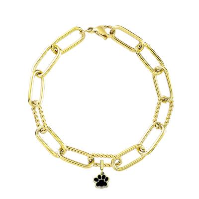 China 2022 New 19cm CLASSIC Dog Paw Bracelet For Women Mens Cuban Link Gold Color Chain Bracelets Chains Jewelry For Women for sale