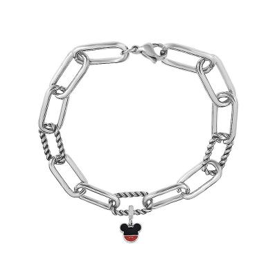 China 2022 CLASSIC Red Enamel Heart Pendant Classic Mickey Minnie Cartoon Bead Bracelets New Arrivals Minnie Charm Bracelet and Black For Girl for sale