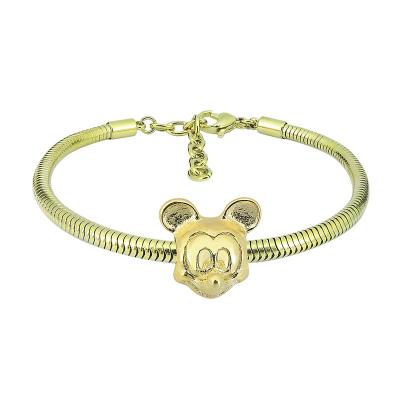 China CLASSIC fashion jewelry cartoon mickey bracelet 18k gold beads stainless steel charm bracelets for kids for sale