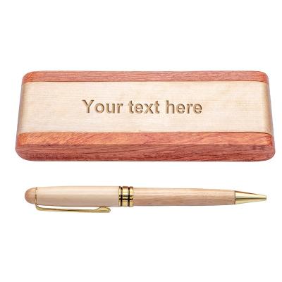 China office & Luxury Handcraft School Pen Set High Quality Wood Pen Customize Logo Business Ballpoint Pen Engraved With Wooden Box Gift for sale