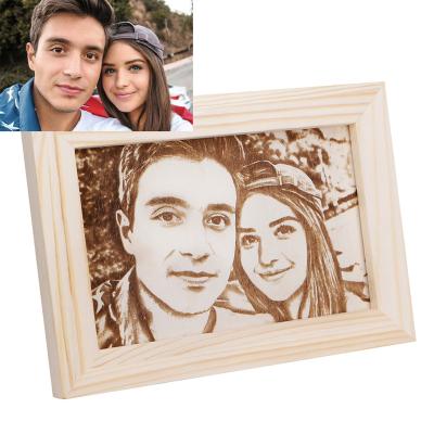 China Home decoration .office personalized engraved wood photo frame customized memory picture frame natural wood display for family gift home decoration for sale