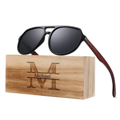 China Holiday decoration & Gift Engraved Sunglasses Personzalzied Sunglasses Men Women Pilot Sunglass UV400 Coating Mirror Bamboo Wood Christmas Gift for sale