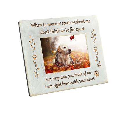 China Environmental Friendly Personalize Pet Memorial Frame Wood Engraved Frame Dog Paws Frame for sale