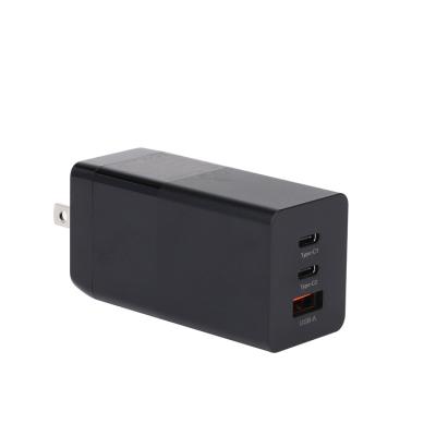 China 65w Home Gan Charger Mobile Phone Quick Charging Type C PD Portable Mini Black Usb Charger 3 Ports Fast Adapter For Iphone for sale