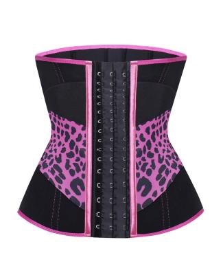 China New Antibacterial Adjustable Hooks Women Belly Trimmer Control Leopard Print Neoprene Waist Trainer Belt for sale