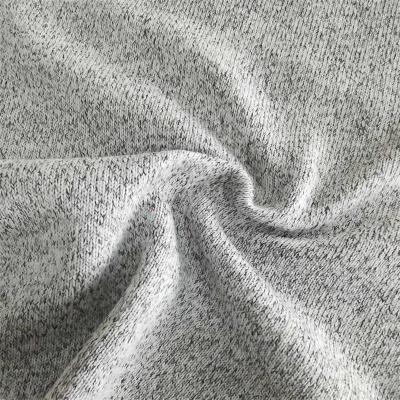 China High Quality Cheap Hot Sale Tear-Resistant Knit Fabric Gary 278gsm Polyester Fat Needle Brushed Sweater Fabric for sale